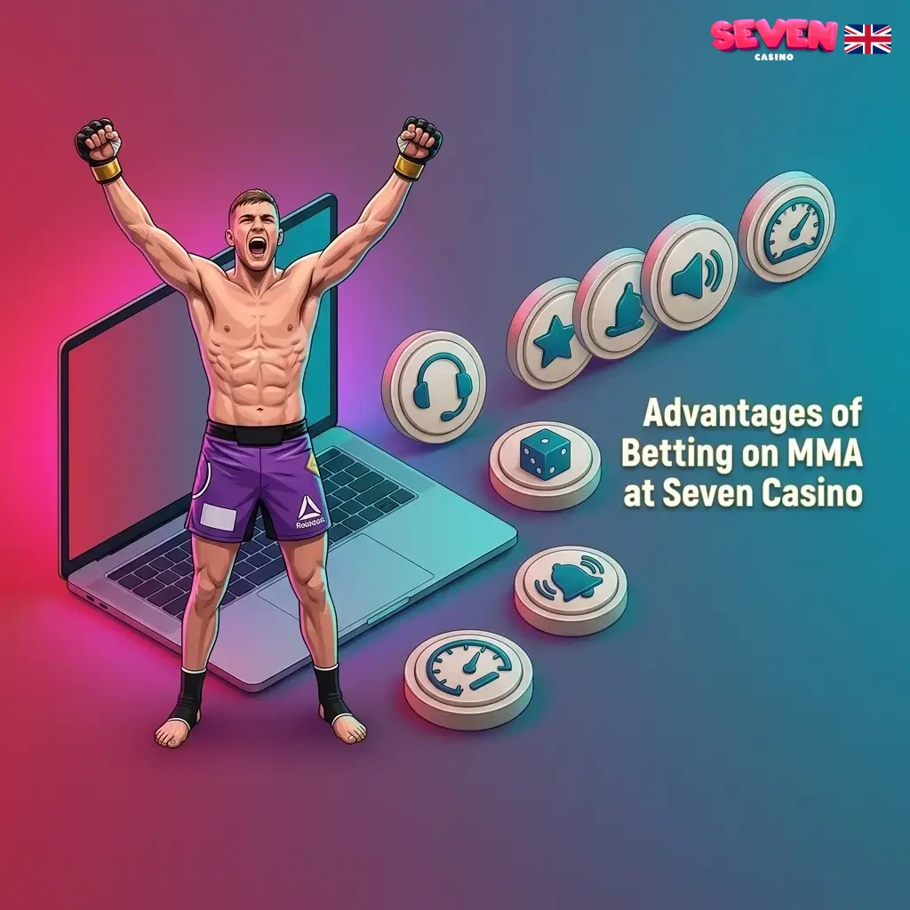 Seven Casino MMA betting advantages including live markets, competitive odds, round betting, and mobile access across UFC and more