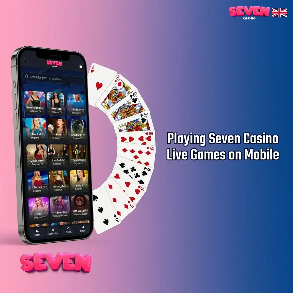 Seven Casino mobile app live dealer games on smartphone with table selection and streaming for UK players