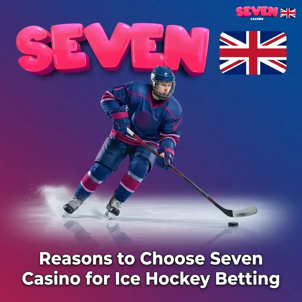 Seven Casino ice hockey betting platform showing live odds, mobile app, and market options for UK players