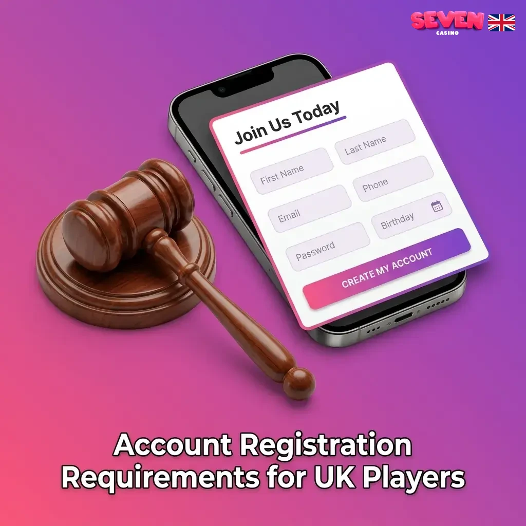 Seven Casino UK account registration requirements showing eligibility criteria and responsible gambling policy for players aged 18+