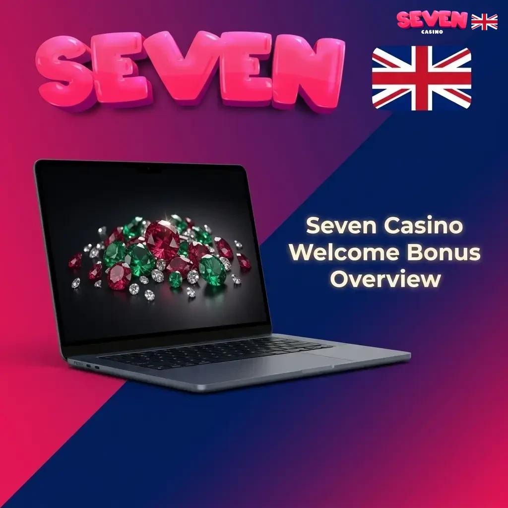 Seven Casino welcome bonus table showing three deposit bonuses up to £5,000 with percentages and wagering requirements