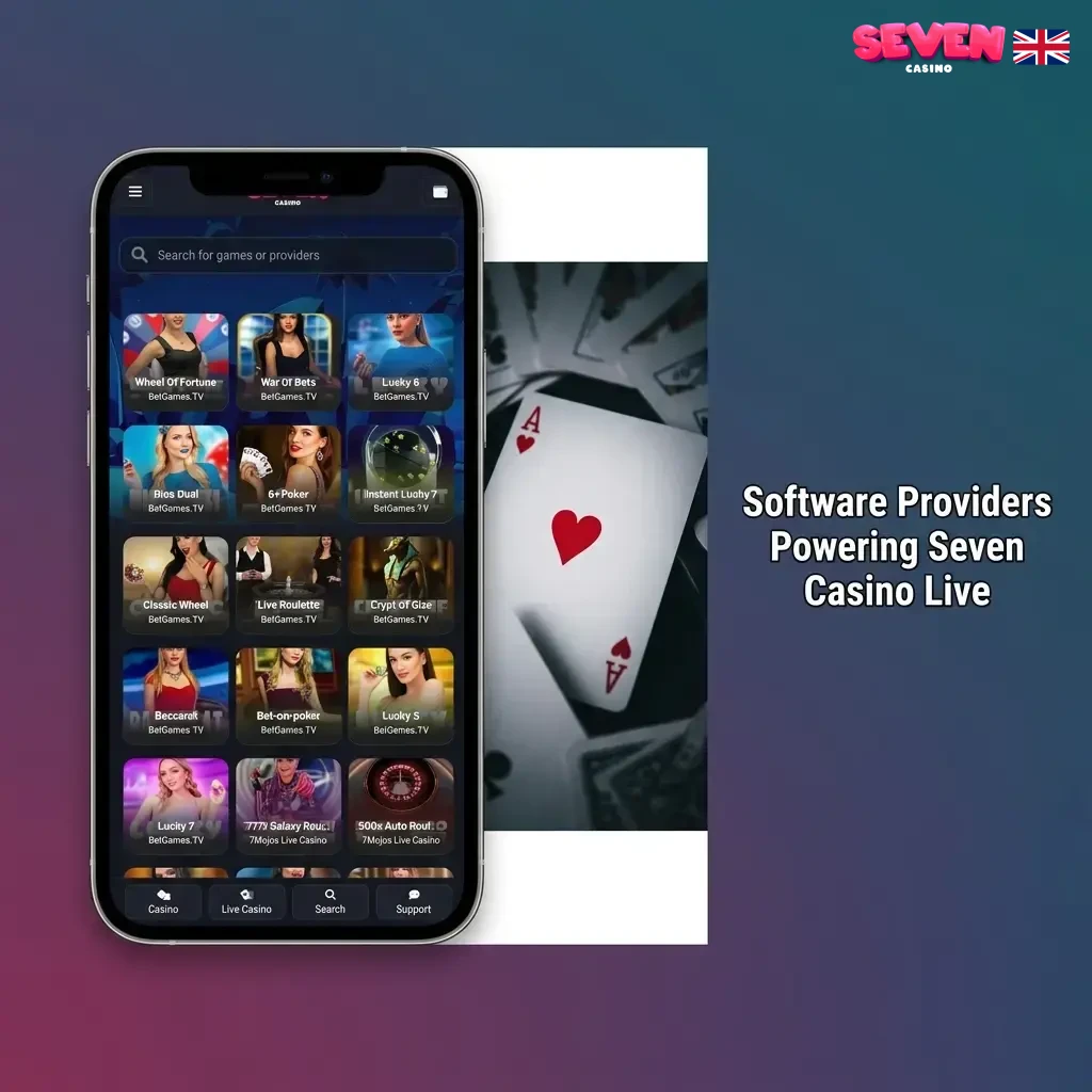 Software providers powering Seven Casino Live including Evolution, Pragmatic Play, Playtech, Ezugi, NetEnt, and Authentic Gaming
